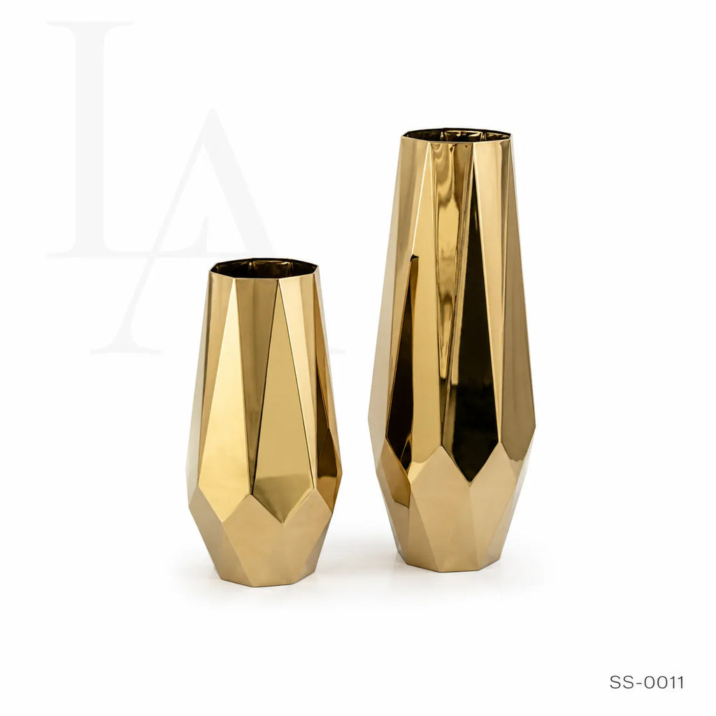 Modern Geometric Gold Stainless Steel Floor Vase