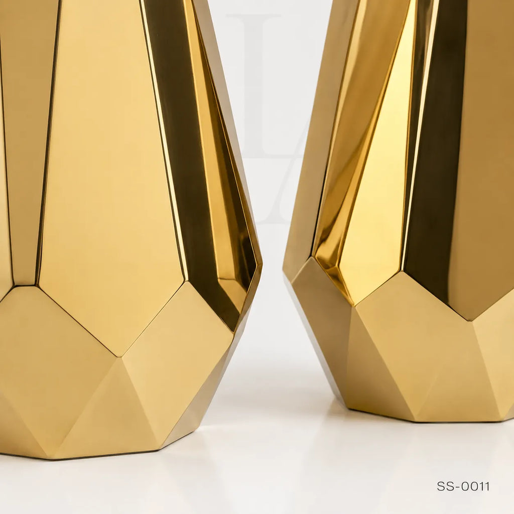 Modern Geometric Gold Stainless Steel Floor Vase
