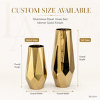 Modern Geometric Gold Stainless Steel Floor Vase