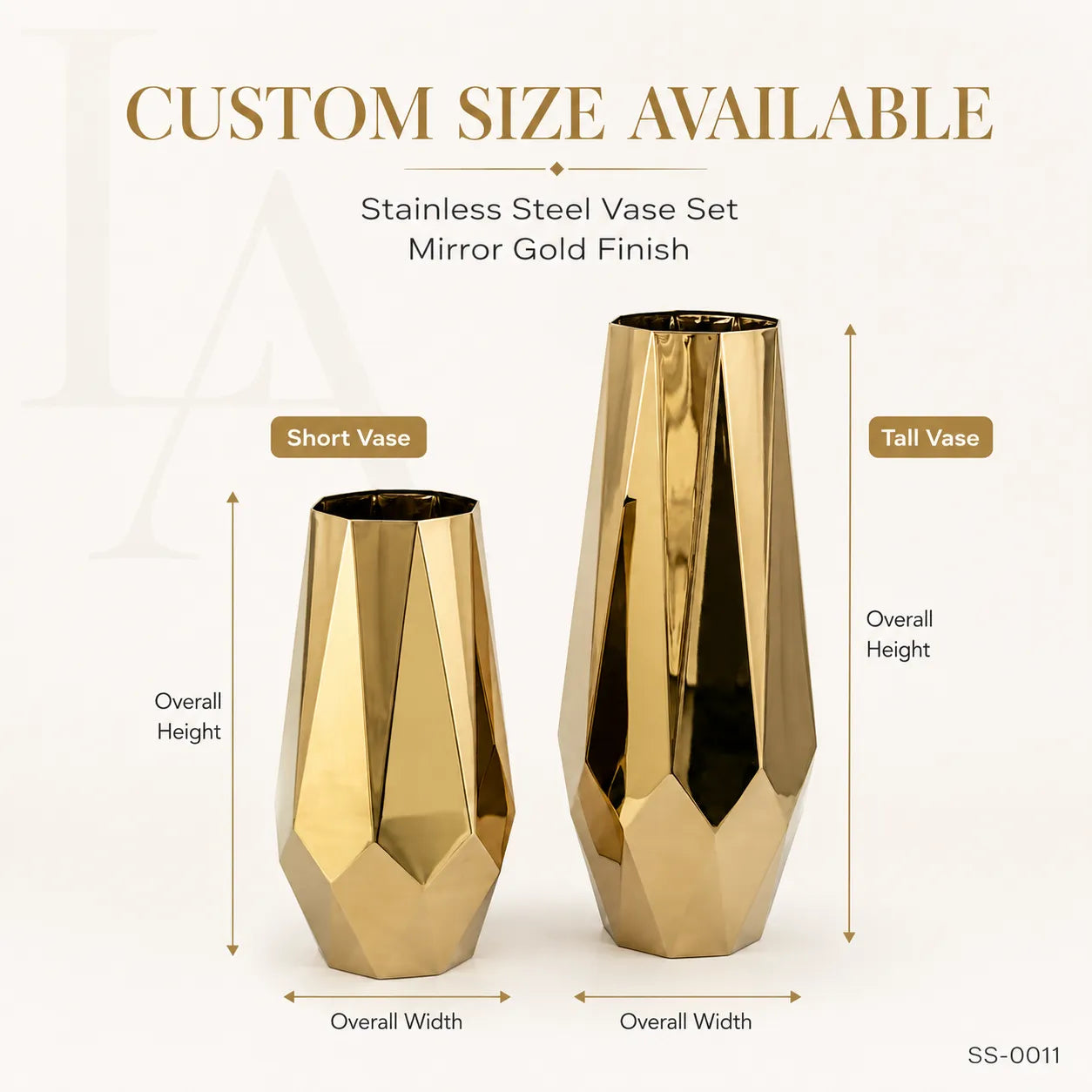 Modern Geometric Gold Stainless Steel Floor Vase