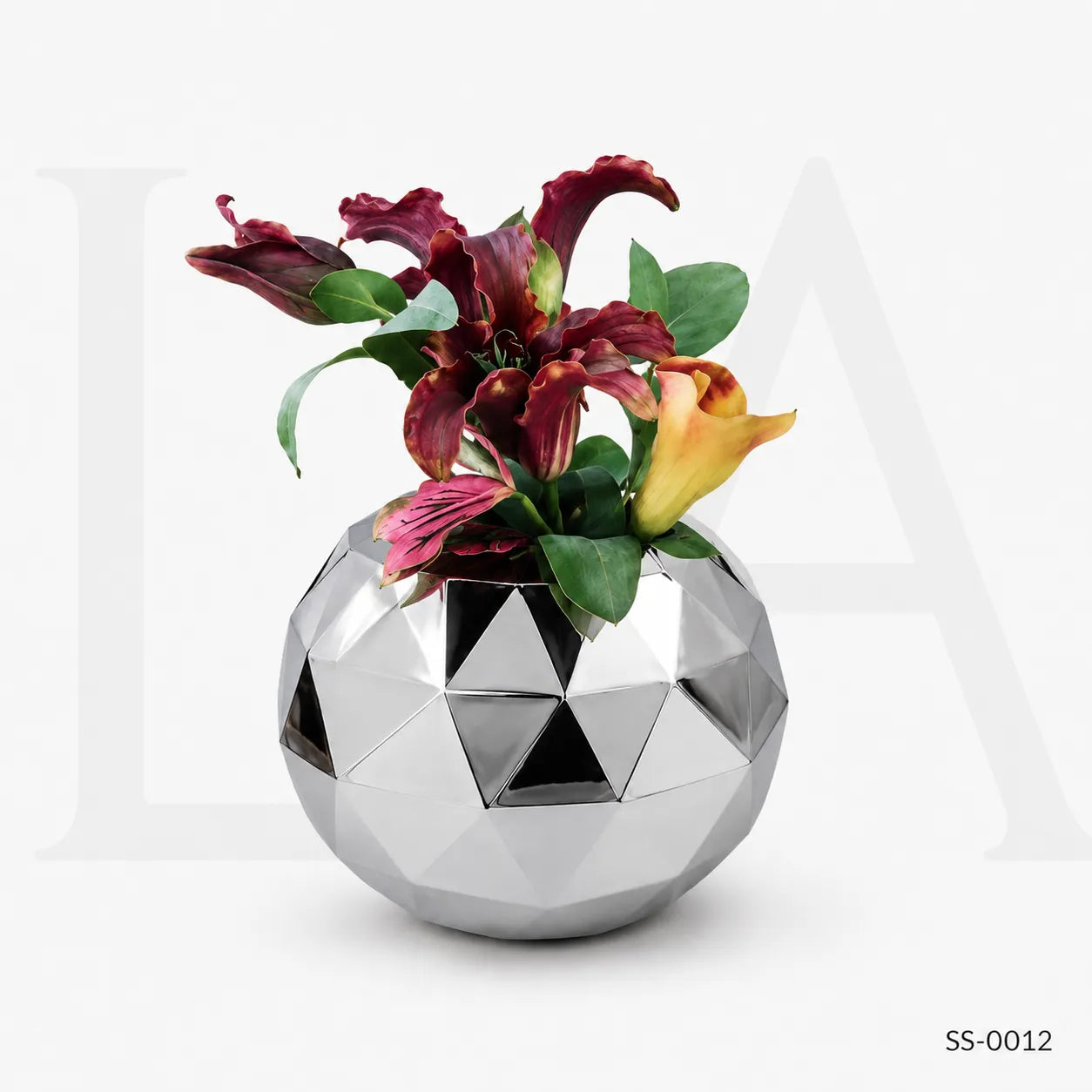 Modern Faceted Mirror Stainless Steel Decorative Vase