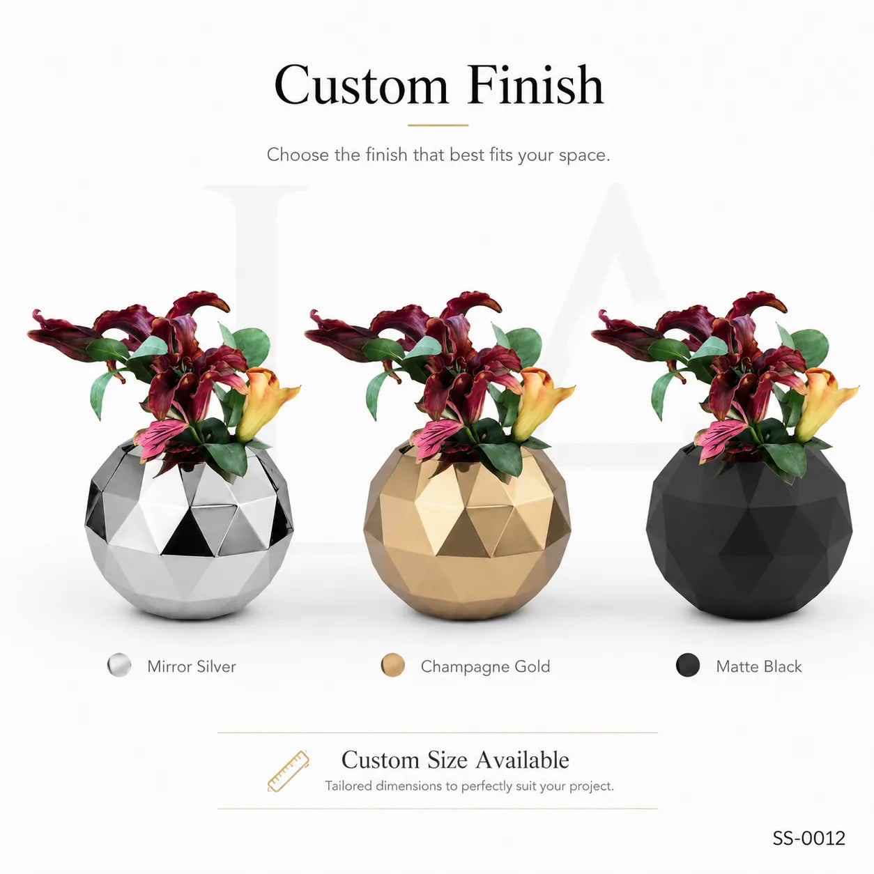 Modern Faceted Mirror Stainless Steel Decorative Vase