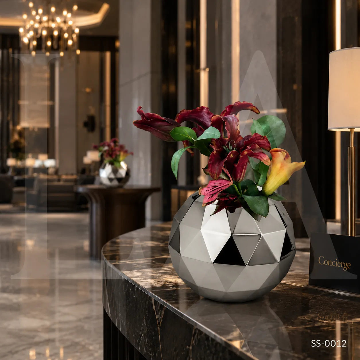 Modern Faceted Mirror Stainless Steel Decorative Vase