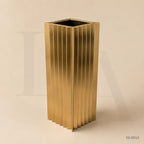 Modern Fluted Gold Stainless Steel Floor Planter