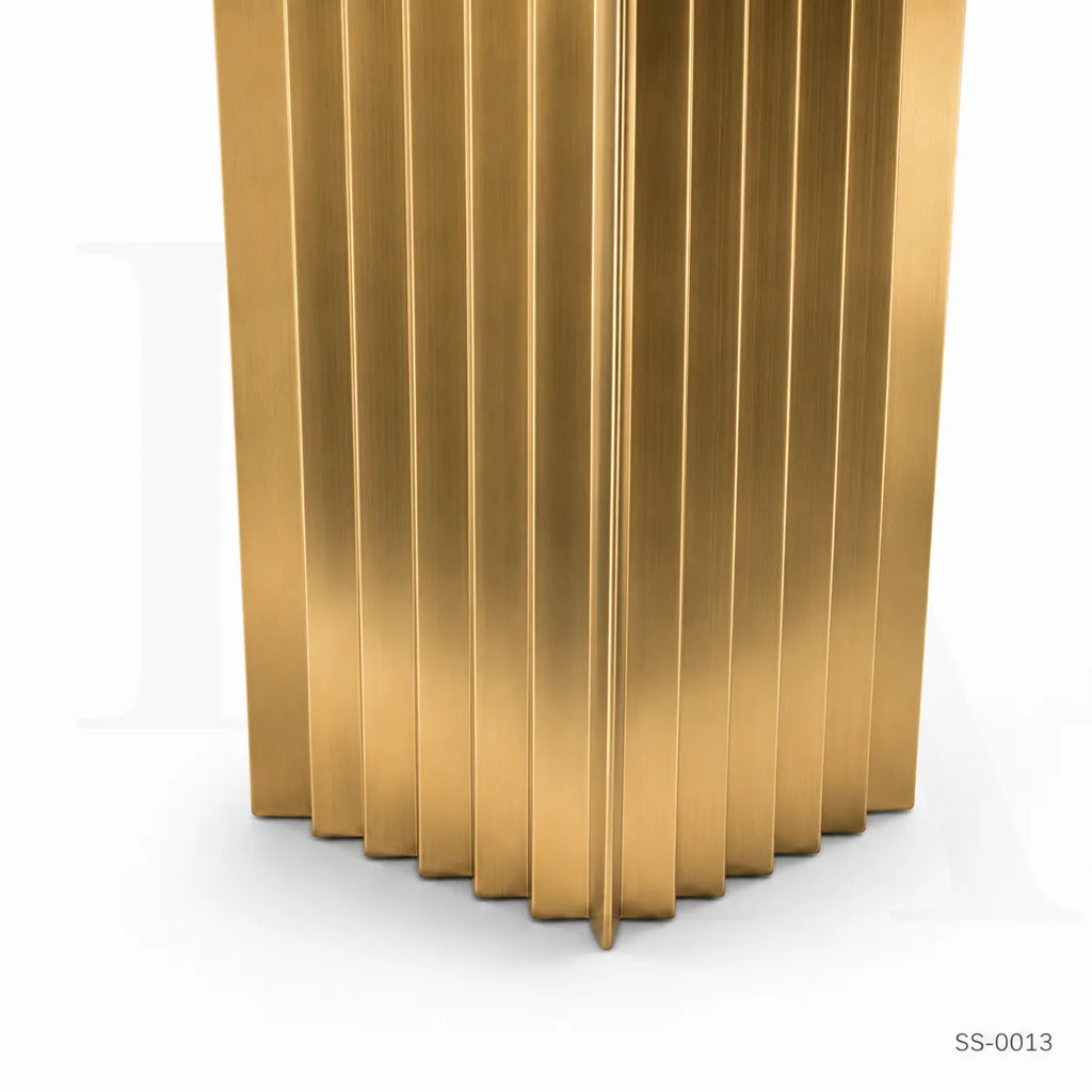 Modern Fluted Gold Stainless Steel Floor Planter