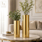 Luxury Mirror Gold Stainless Steel Cylinder Floor Planter
