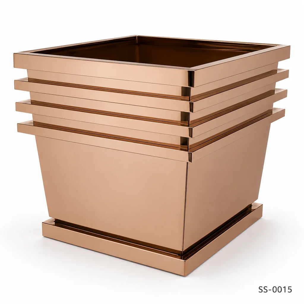Luxury Rose Gold Stainless Steel Layered Cube Planter