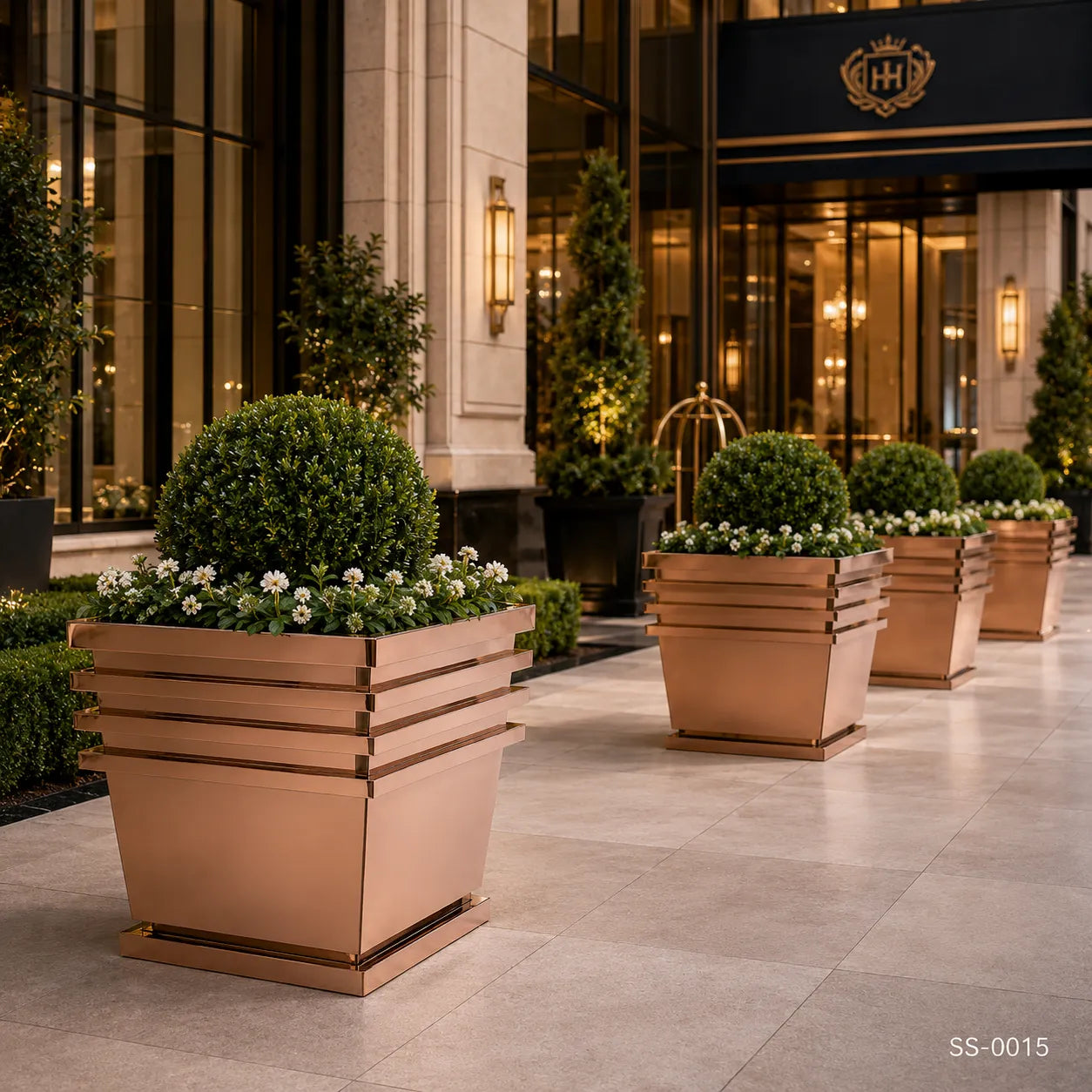 Luxury Rose Gold Stainless Steel Layered Cube Planter