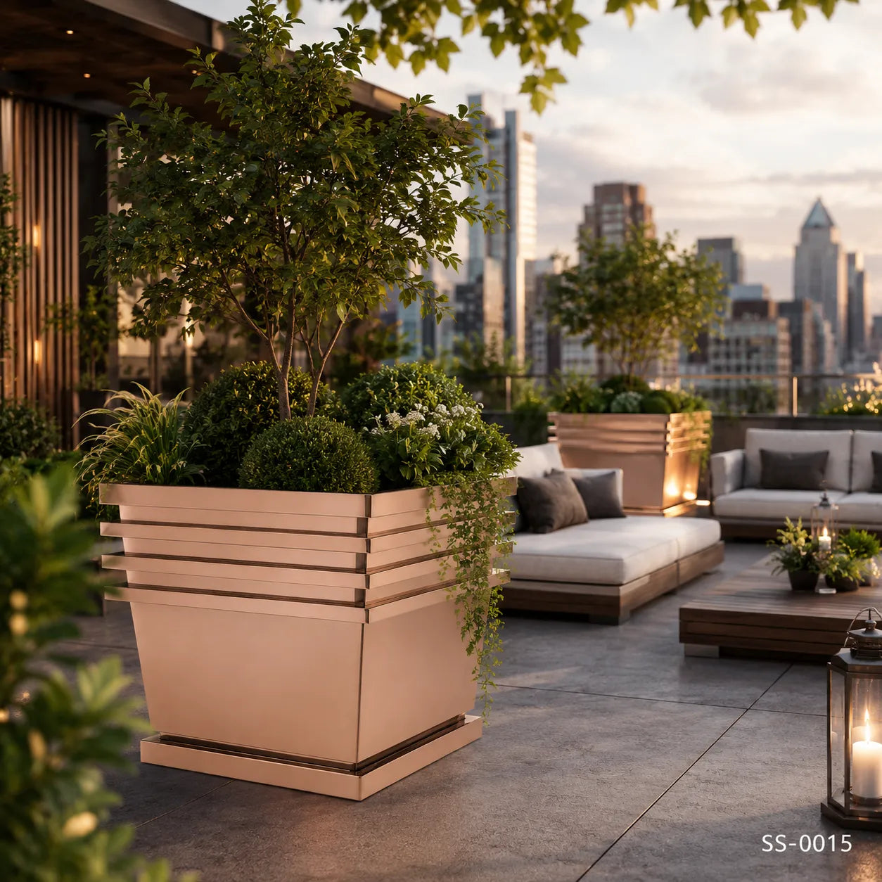 Luxury Rose Gold Stainless Steel Layered Cube Planter