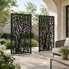 Custom Tree Pattern Wrought Iron Privacy Fence Panel for Gardens & Outdoor Living