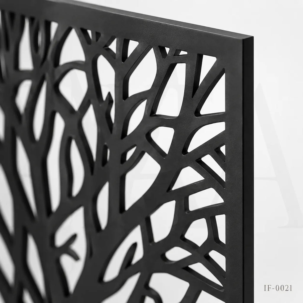 Custom Tree Pattern Wrought Iron Privacy Fence Panel for Gardens & Outdoor Living