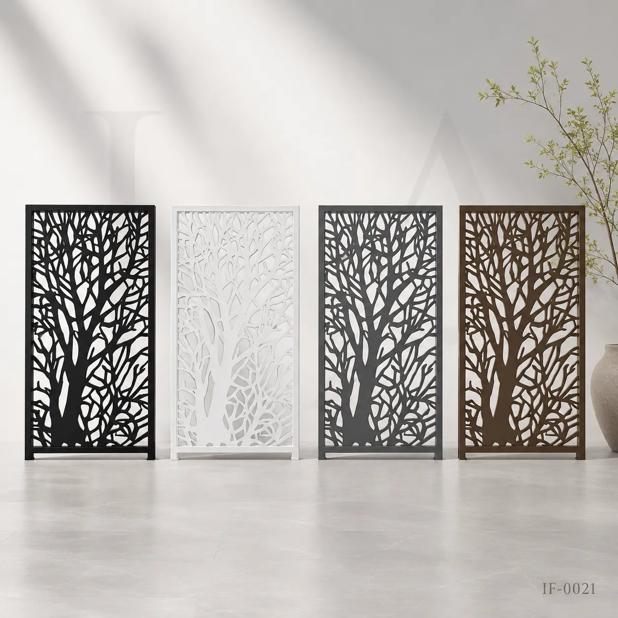 Custom Tree Pattern Wrought Iron Privacy Fence Panel for Gardens & Outdoor Living