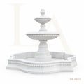 Grand Three-Tier White Marble Garden Fountain with Ornamental Basin