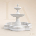 Grand Three-Tier White Marble Garden Fountain with Ornamental Basin