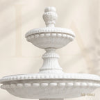 Grand Three-Tier White Marble Garden Fountain with Ornamental Basin