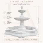 Grand Three-Tier White Marble Garden Fountain with Ornamental Basin