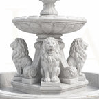 Grand Four-Lion White Marble Estate Fountain with Three-Tier Cascade