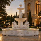 Grand Classical Marble Fountain with Maidens & Guardian Lions