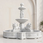 Grand Classical Marble Fountain with Maidens & Guardian Lions