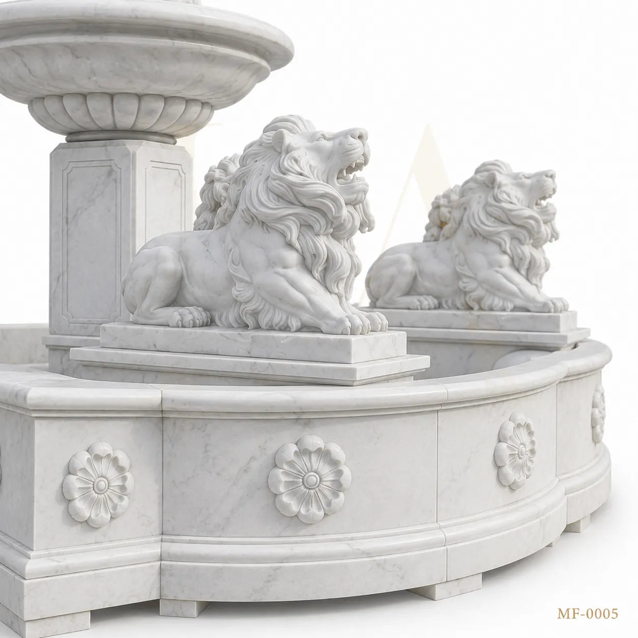 Grand Classical Marble Fountain with Maidens & Guardian Lions