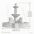 Grand Classical Marble Fountain with Maidens & Guardian Lions