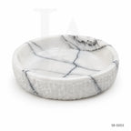 Handmade Marble Serving Bowl – Lilac White Stone Decorative Food Bowl
