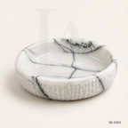 Handmade Marble Serving Bowl – Lilac White Stone Decorative Food Bowl