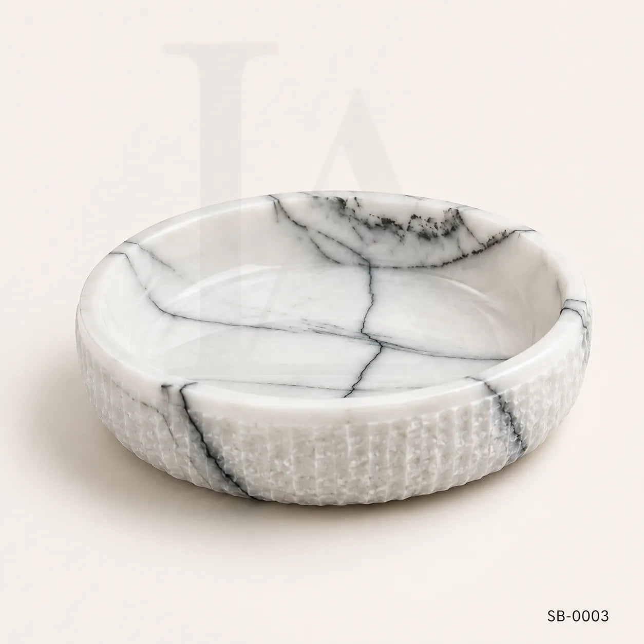 Handmade Marble Serving Bowl – Lilac White Stone Decorative Food Bowl