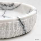 Handmade Marble Serving Bowl – Lilac White Stone Decorative Food Bowl