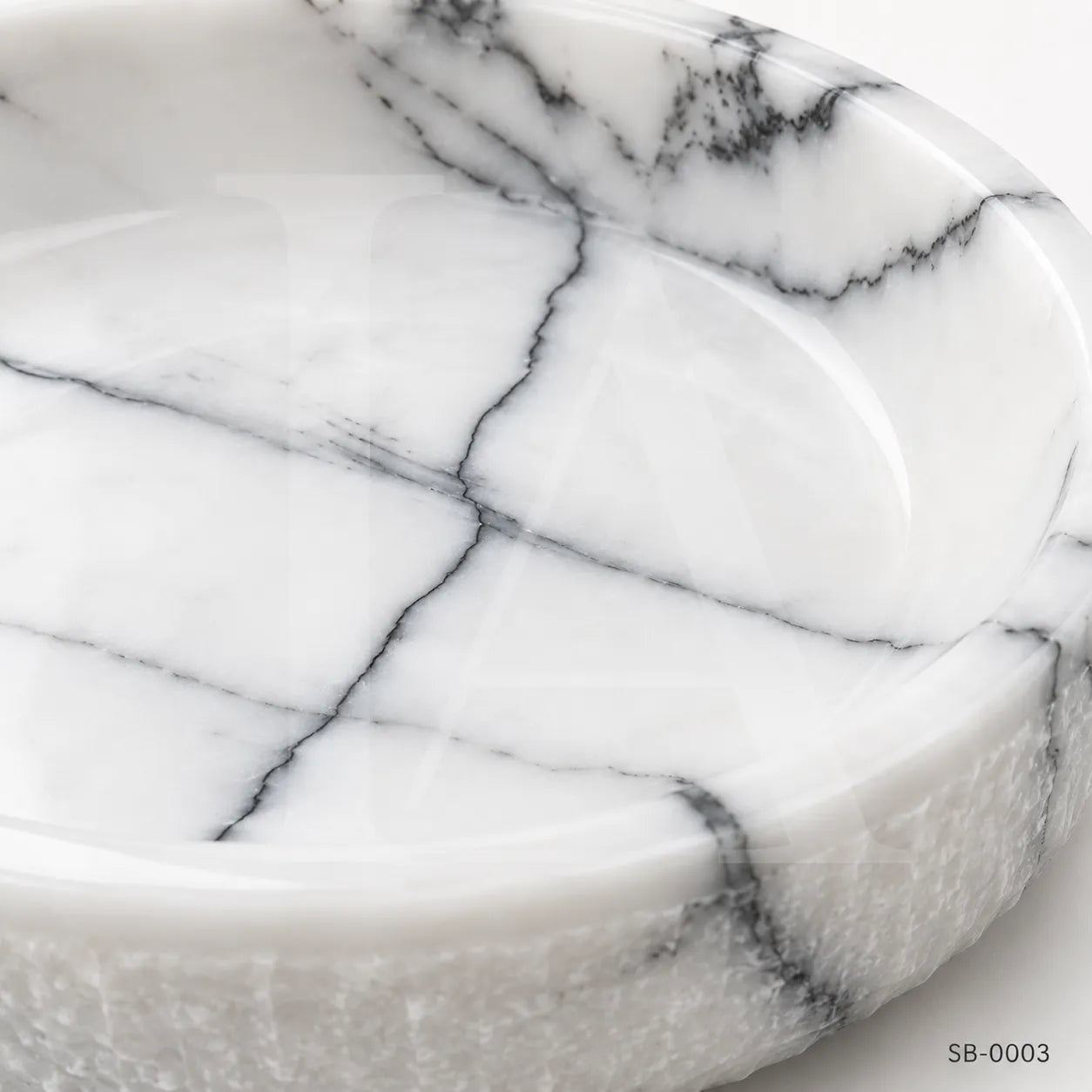 Handmade Marble Serving Bowl – Lilac White Stone Decorative Food Bowl