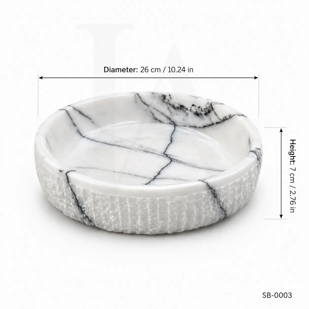 Handmade Marble Serving Bowl – Lilac White Stone Decorative Food Bowl