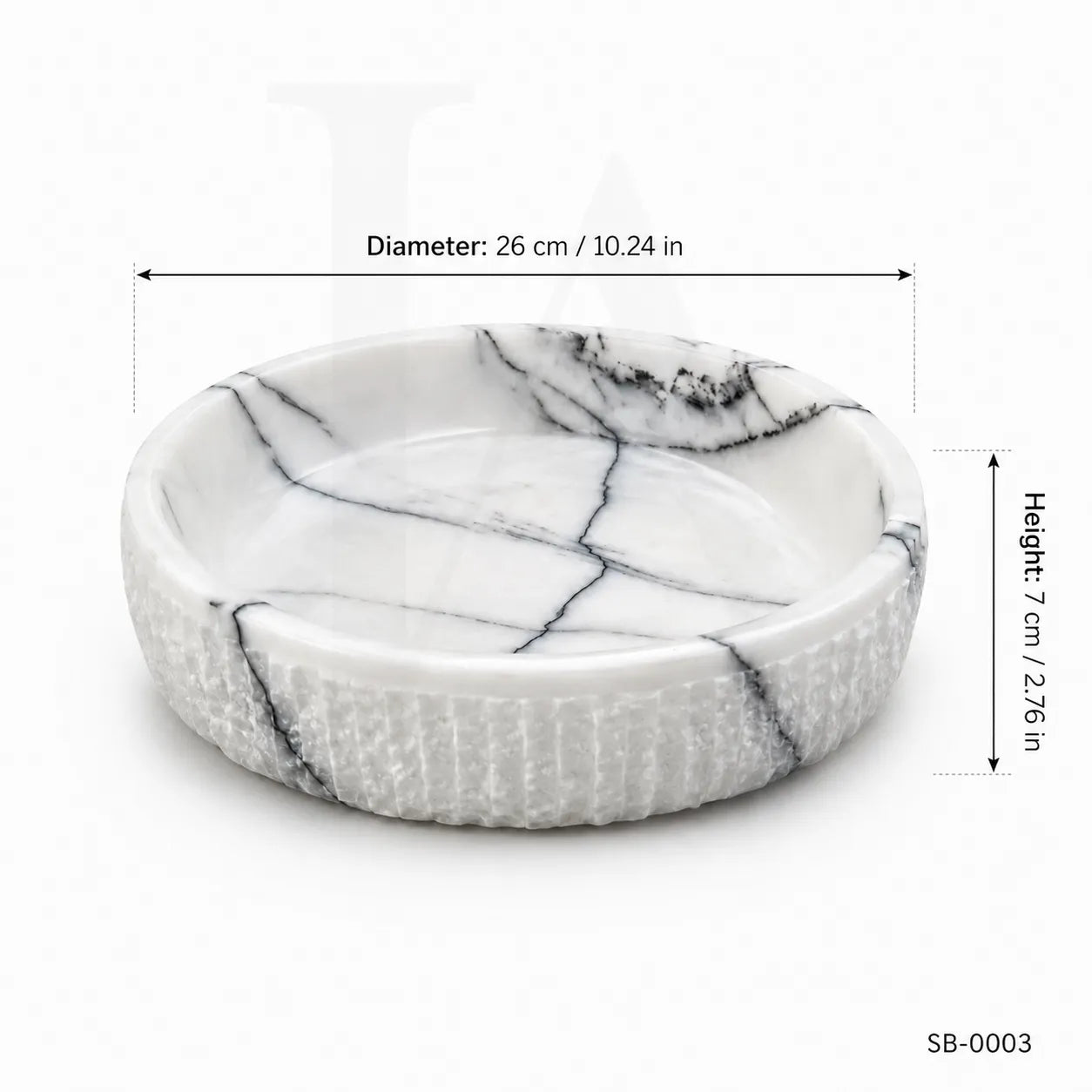 Handmade Marble Serving Bowl – Lilac White Stone Decorative Food Bowl