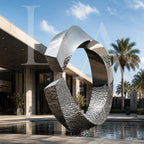 Monumental Infinity Ring Stainless Steel Sculpture for Luxury Landscapes