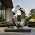 Monumental Infinity Ring Stainless Steel Sculpture for Luxury Landscapes