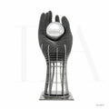 Monumental Stainless Steel Hand Sculpture with Mirror Sphere for Public Art Landscapes