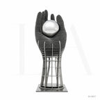 Monumental Stainless Steel Hand Sculpture with Mirror Sphere for Public Art Landscapes