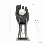 Monumental Stainless Steel Hand Sculpture with Mirror Sphere for Public Art Landscapes