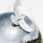 Mirror Polished Stainless Steel Sphere Sculpture with Dove Accent for Luxury Landscapes