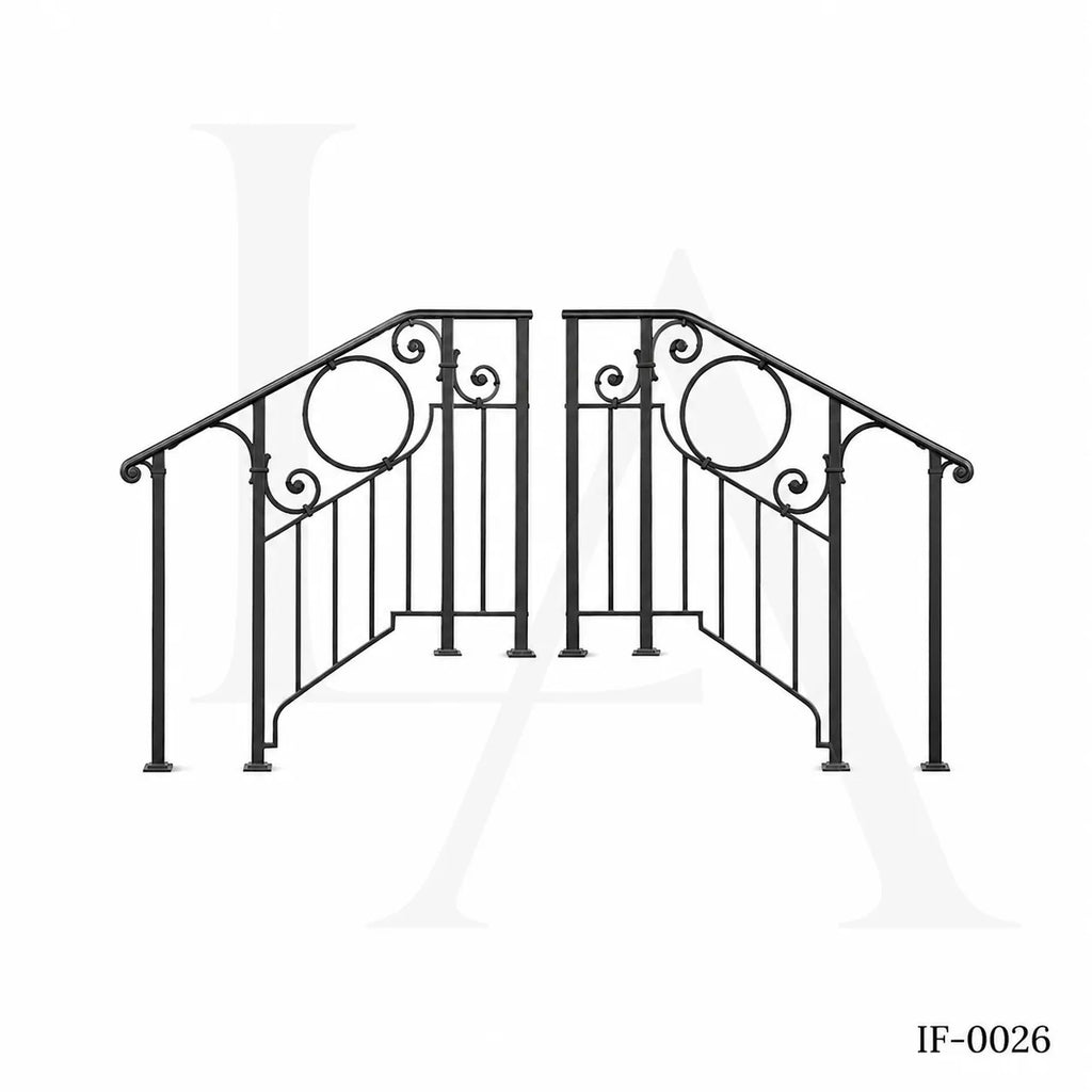 Classic Wrought Iron Stair Railing for Luxury Villa Entrances & Outdoor Steps