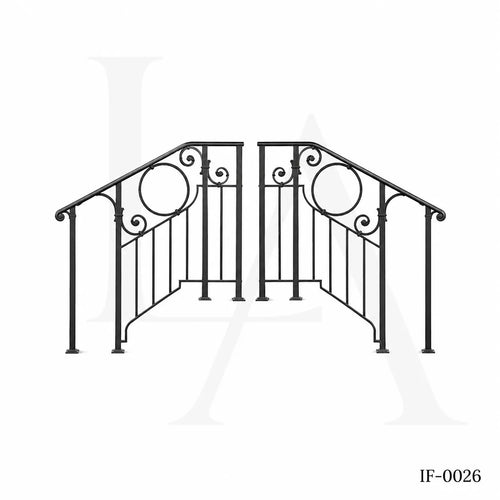 Classic Wrought Iron Stair Railing for Luxury Villa Entrances & Outdoor Steps