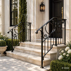 Classic Wrought Iron Stair Railing for Luxury Villa Entrances & Outdoor Steps