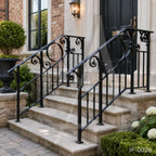 Classic Wrought Iron Stair Railing for Luxury Villa Entrances & Outdoor Steps