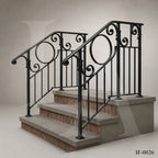Classic Wrought Iron Stair Railing for Luxury Villa Entrances & Outdoor Steps