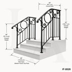 Classic Wrought Iron Stair Railing for Luxury Villa Entrances & Outdoor Steps