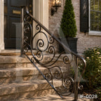 Decorative Wrought Iron Stair Handrail for Luxury Home Entrances