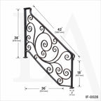 Decorative Wrought Iron Stair Handrail for Luxury Home Entrances