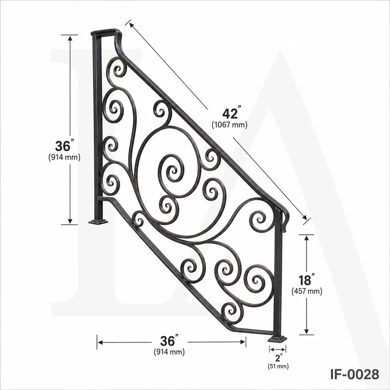 Decorative Wrought Iron Stair Handrail for Luxury Home Entrances