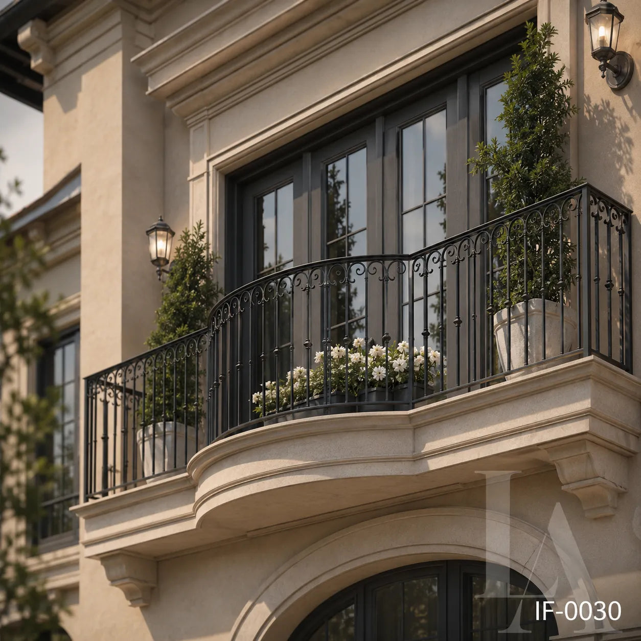 Custom Wrought Iron Balcony Railing for Luxury Villas and Mediterranean Homes