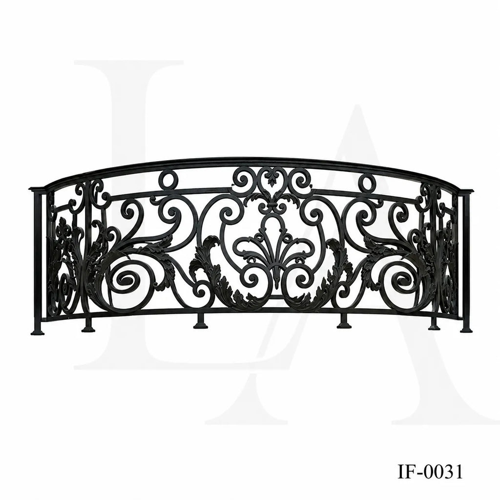 Custom Luxury Wrought Iron Curved Balcony Railing for French Style Villas