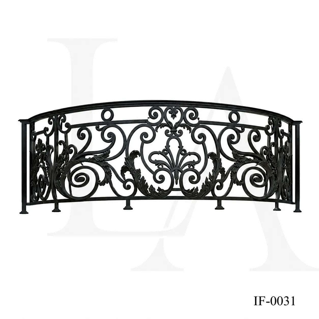 Custom Luxury Wrought Iron Curved Balcony Railing for French Style Villas